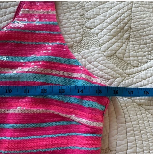 BB Dakota "Spice Of the Party" Stripped Vibrant Pink and Blue Mini Dress Size 4 - Picture 5 of 8